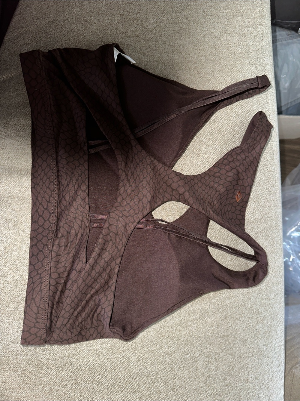 Fabletics Brown Textured Racerback Sports Bra - Picture 2 of 5